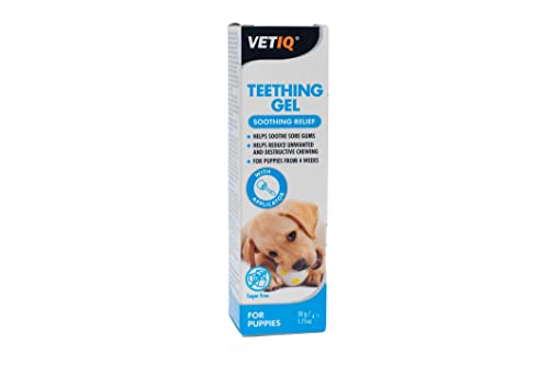 VetIQ Teething Gel, 50g, Puppy Teething Gel Soothes Sore Gums, Reduce Unwanted Chewing During Puppy Teething, Contains Chamomile, Peppermint & Clove Oils Eliminates Dog Breath, Puppies 4 Weeks+