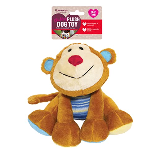 Rosewood Marvin Monkey Dog Toy, brown/tan/blue