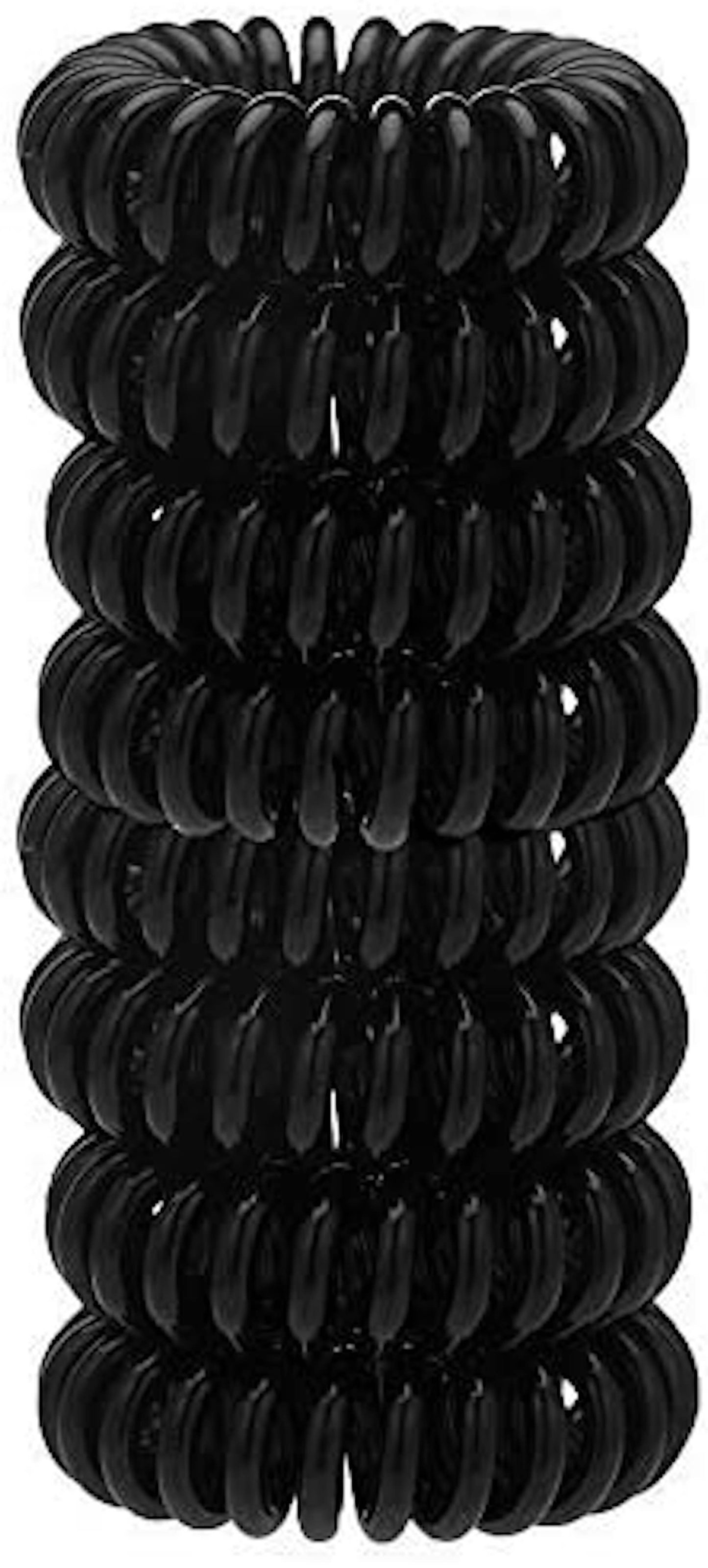 Kitsch Spiral Hair Ties, Coil Hair Ties, Phone Cord Hair Ties, Ponytail Hair Coils No Crease, Headband - 8 pcs (Black)