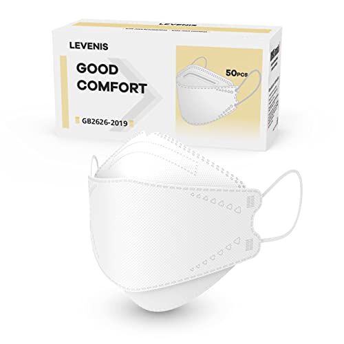 LEVENIS Face Masks 50 Pack, Breathable Comfortable and Disposable Mask Efficiency≥95%, White