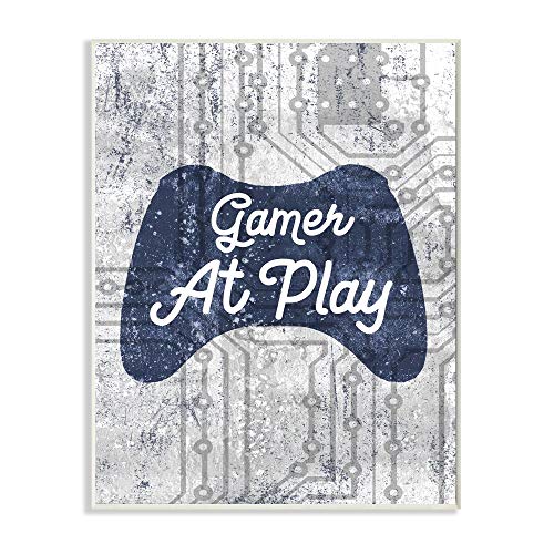 Stupell Industries Gamer at Play Quote Video Game Technology Boys, Designed by Daphne Polselli Art, 13 x 19, Wall Plaque