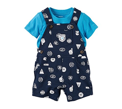 Carter's Baby Boys' 2 Piece Set Overall And Top,Blue,9 Months