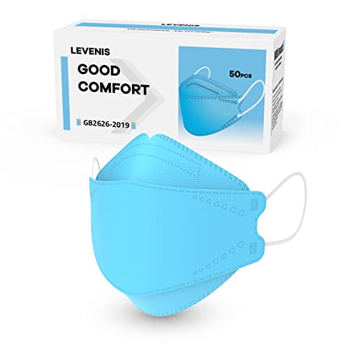 LEVENIS Face Masks 50 Pack, Breathable Comfortable and Disposable Mask Efficiency≥95%, Blue