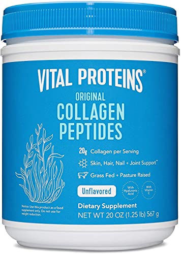 Vital Proteins Collagen Peptides Powder with Hyaluronic Acid and Vitamin C, Unflavored, 20 oz