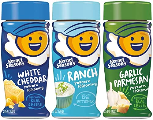 Kernel Season's Popcorn Seasoning Variety of 3, Ranch Parmesan & Garlic and White Cheddar