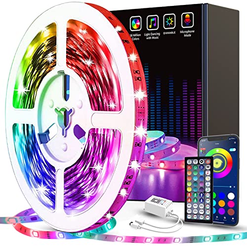 50ft Led Strip Lights Tenmiro Smart Led Light Strips Music Sync Color Changing LED Lights App Control Led Lights for Bedroom Party Home Decoration