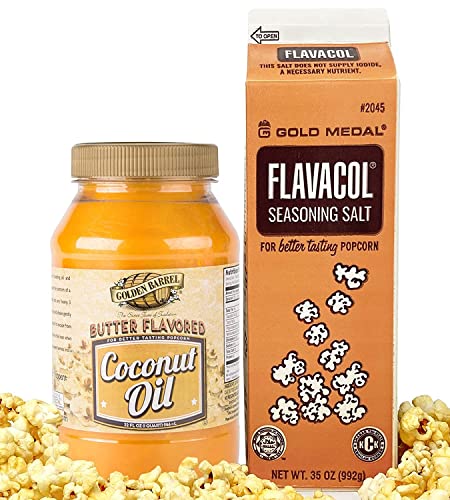 Perfectware 35oz Popcorn Salt and 32oz Butter Flavored Coconut Oil, (PW-Season-Salt Set-2)