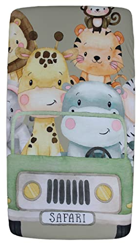 Dear Baby Gear Deluxe Crib Sheet, Safari Party on Adventure, 28 x 52 x 10 Inches, Cotton Polyester