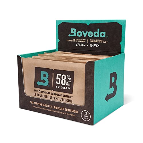 Boveda 58% Humidor Packets - 2 Way Humidity Control Packs - Size 67 - 12 Count Retail Display - Humidor Accessories - Humidity Packs - Relative Humidity Packs - Humidor Packet - Boveda Packs