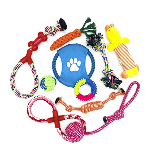 WeFine Puppy Dog Chew Toys Teething Training, 10pcs Dog Rope Toys 100% Natural Cotton Rope for Small and Medium Dog