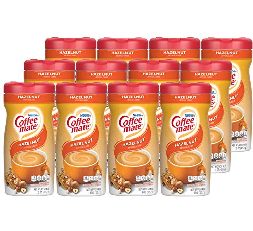 Nestle Coffee mate Coffee Creamer, Hazelnut, Non Dairy Powder Creamer, 15 Ounces (Pack of 12)