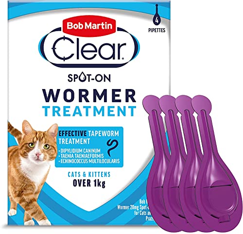 Bob Martin Clear Spot On Wormer for Cats and Kittens over 1kg 4 Pack