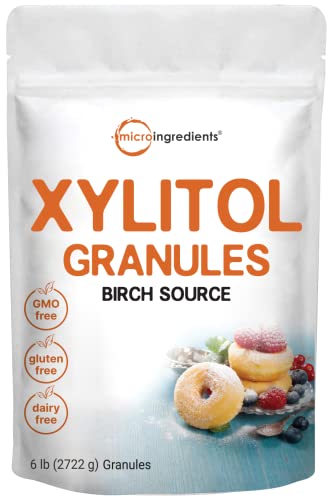 Pure Birch Xylitol Sweetener (Xylitol Sugar Crystal Powder), 6 Pounds (96 Ounce & 680 Serving), Natural Sweetener, 1:1 Brown Sugar Substitute and Low Calorie, Best for Baking and Cooking, No After Taste, Keto Friendly and Product of USA