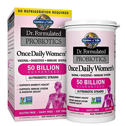 Garden of Life Dr. Formulated Probiotics for Women & Prebiotics, 50 Billion CFU for Women’s Daily Digestive Vaginal & Immune Health, 16 Probiotic Strains Shelf Stable No Gluten Dairy Soy, 30 Capsules