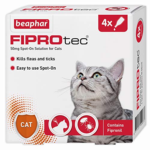 Beaphar | FIPROtec® Spot-On for Cats | Kills Fleas & Ticks | Vet Strength Treatment | 4 Pipettes