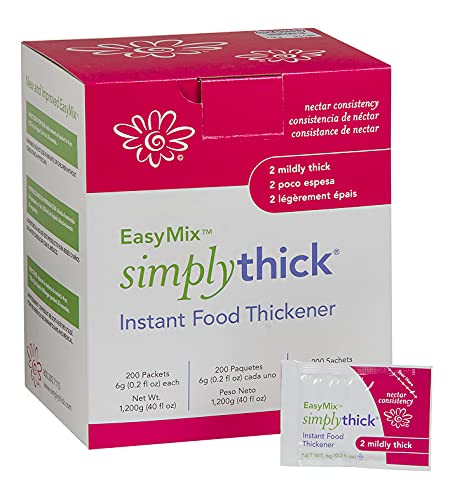 SimplyThick EasyMix | 200 Count of 6g Individual Packets | Gel Thickener for those with Dysphagia & Swallowing Disorders | Creates An IDDSI Level 2 – Mildly Thick (Nectar Consistency)