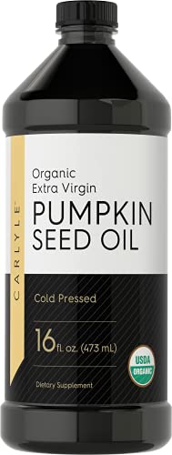 Carlyle Pumpkin Seed Oil 16oz Organic Cold Pressed | 100% Pure, Extra Virgin | Vegetarian, Non-GMO, Gluten Free | Safe for Cooking | Great for Hair and Face