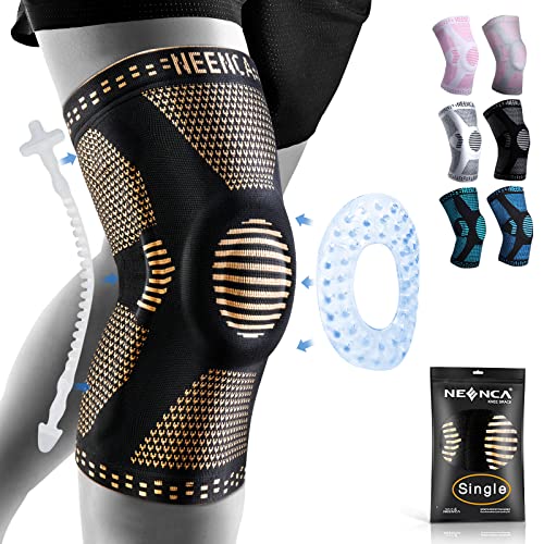 NEENCA Copper Knee Sleeves, Professional Knee Brace with Patella Gel Pads & Side Stabilizers, Premium Compression Support for Knee Pain, Sports, Workout, Arthritis, ACL, Joint Pain Relief - Single