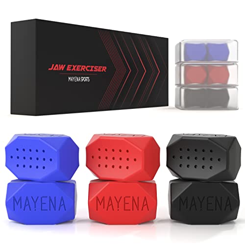 Jawline Exerciser for Men & Women – 3 Resistance Levels (6pcs) Silicone Jaw Exerciser Tablets– Powerful Jaw Trainer & Face Exerciser for Beginner, Intermediate & Advanced Users– Slims &Tones the Face