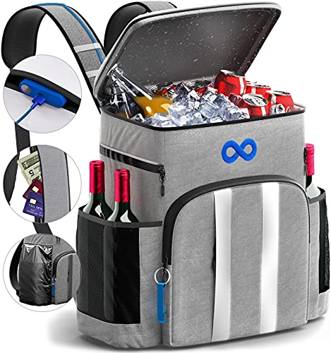 Everlasting Comfort Insulated Cooler Backpack - Keeps 54 Cans Cold for Up to 24 Hours - Waterproof & Leak Proof Soft Cooler Bag - Insulated Backpack Cooler - Lunch Backpack Beach Accessories