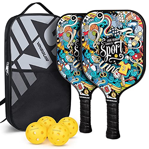 Vinsguir Pickleball Paddles Set-USAPA Approved Graphite Pickleball Set of 2 Rackets and 4 Pickleballs Balls, Pickleball Racquet with Portable Pickleball Bag for Beginners and Professional Players