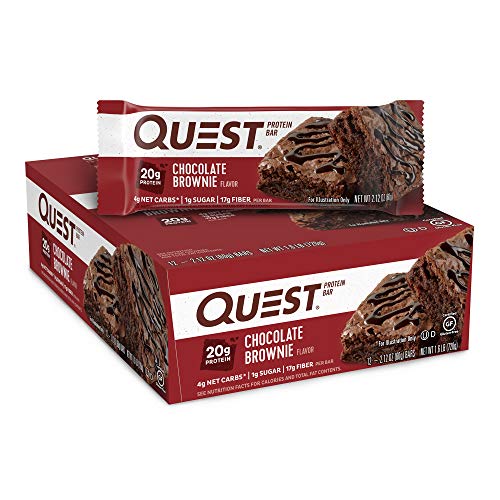 Quest Nutrition Chocolate Brownie Protein Bars, High Protein, Low Carb, Gluten Free, Keto Friendly, 12 Count