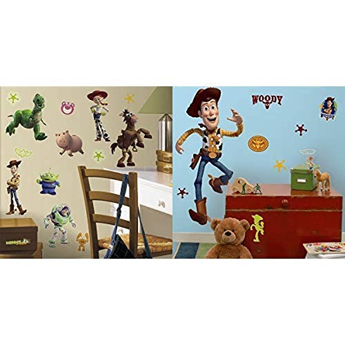 RoomMates Toy Story 3 Glow in The Dark Peel and Stick Wall Decals and RoomMates Toy Story Woody Giant Peel and Stick Wall Decal