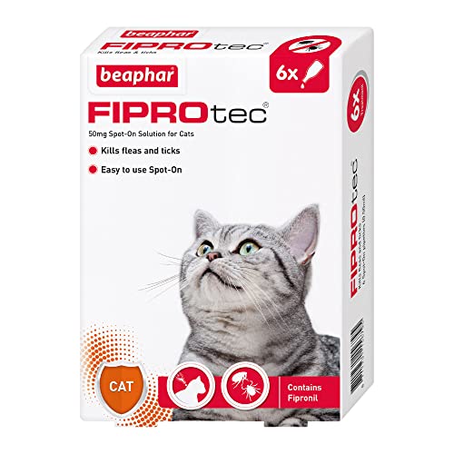 Beaphar | FIPROtec® Spot-On for Cats | Kills Fleas & Ticks | Vet Strength Treatment | 6 Pipettes