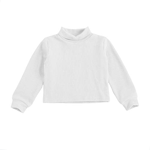 Kids Toddler Baby Girl Boy Basic Long Sleeve Turtleneck Tee High Neck T-Shirt Sweater Blouse Casual Shirts Tops (White Tees, 2-3 Years)