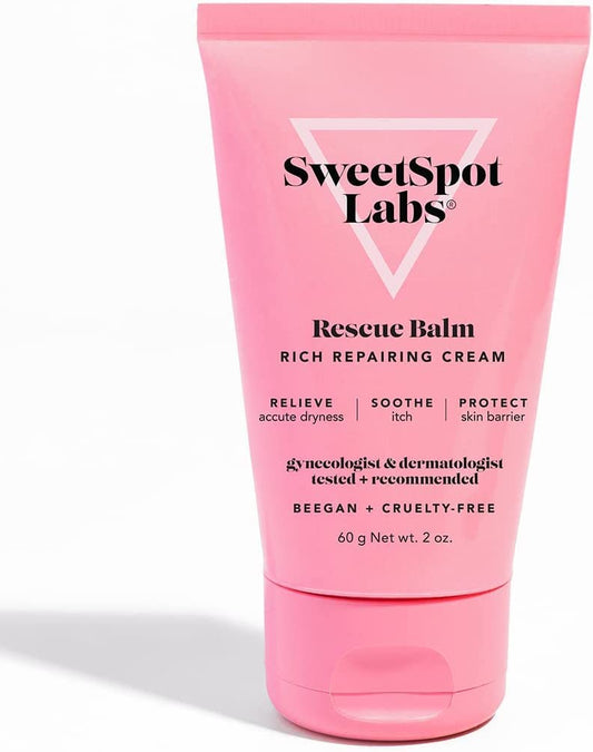 SweetSpot Labs Rescue Balm, Feminine Dryness, Irritation & Itch Relief with Colloidal Oatmeal, Supports Menopause, Yeast Infections, Chafing and Razor Burn, 2oz Vulva Balm