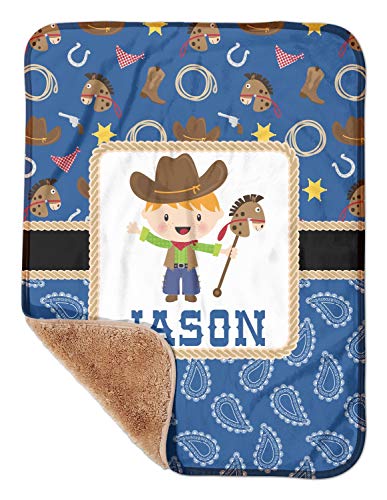 YouCustomizeIt Blue Western Sherpa Baby Blanket 30" x 40" (Personalized)