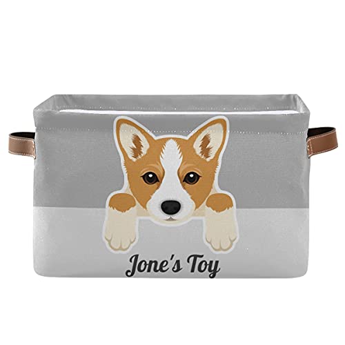 Custom Dog Toy Bin Box Collapsible Storage Cube with Handles Personalized Puppy Supplies