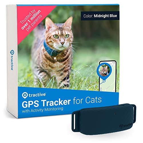 Tractive GPS CAT 4 (2022). Cat tracker. Follow every step in real-time. Unlimited Range. Activity Monitoring (w/ midnight blue collar attachment)