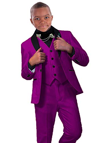 Wedding Suit for Boys Purple Classic 3 Piece Formal Dress Suit Slim Fit for Big Boy