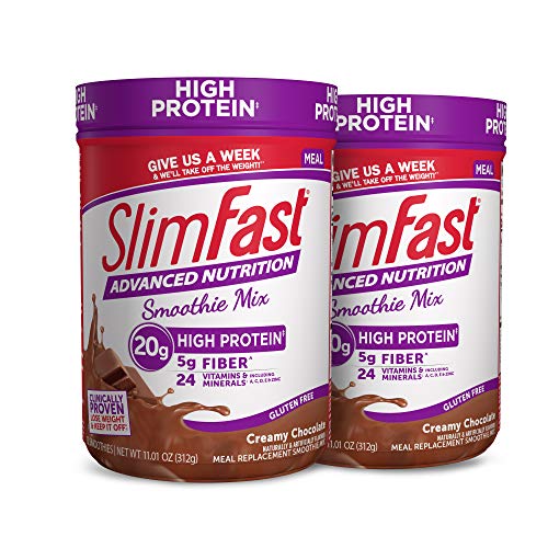 SlimFast Advanced Nutrition High Protein Meal Replacement Smoothie Mix, Creamy Chocolate, Protein Powder, 20g of Protein, 12 Servings (Pack of 2)