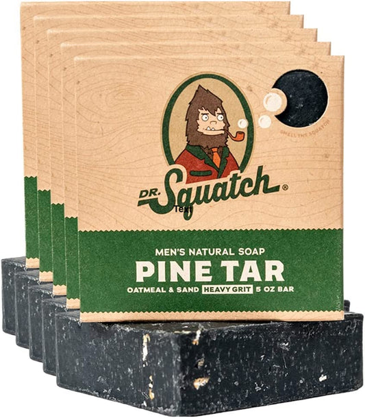 Dr. Squatch Pine Tar Soap 5-Pack Bundle – Mens Bar with Natural Woodsy Scent & Skin Exfoliating Scrub, Olive Organic Oils in USA (5 Bar Set)