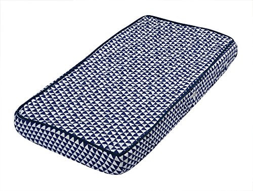 Bacati - Tribal/Aztec Muslin Quilted Changing Pad Cover (Small Triangles, Navy)