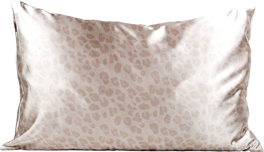 Kitsch 100% Satin Pillowcase with Zipper Pillowcase for Hair & Skin | Cooling Pillow case | Satin Pillow Case Cover | Vegan Silk Satin Pillowcase Standard Size Queen (Leopard)