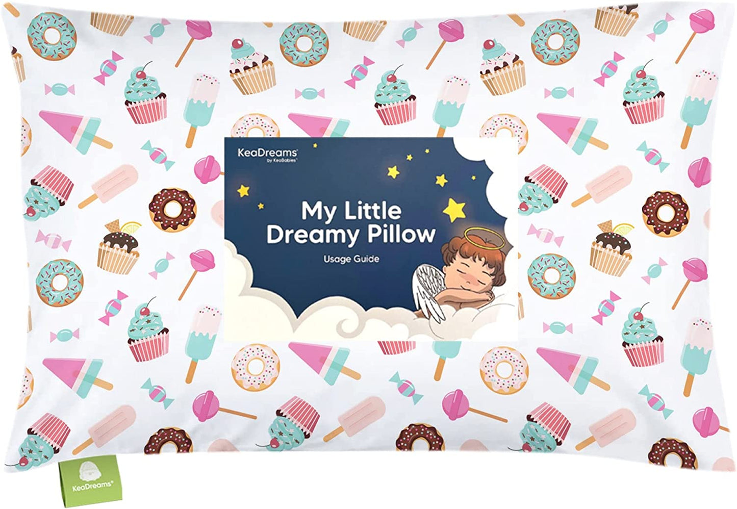 Toddler Pillow with Pillowcase - My Little Dreamy Pillow - Organic Cotton Toddler Pillows for Sleeping, Kids Pillow, Travel Pillows for Sleeping, Mini Pillow, Toddler Bed Pillows (Sweet Tooth)