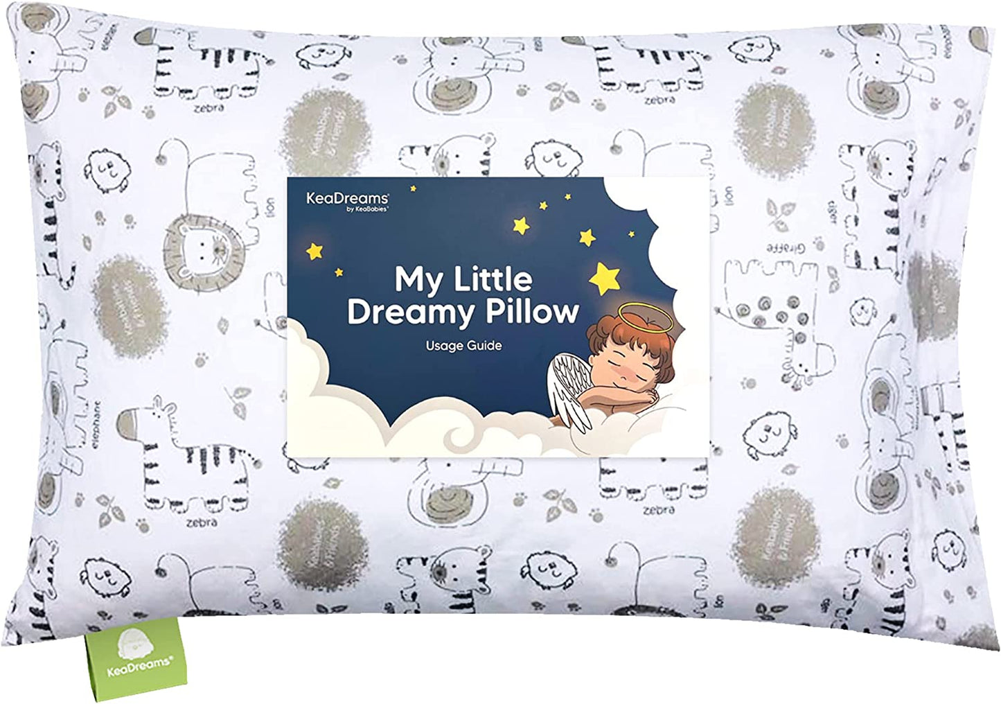 Toddler Pillow with Pillowcase - My Little Dreamy Pillow - Organic Cotton Toddler Pillows for Sleeping, Kids Pillow, Travel Pillows for Sleeping, Mini Pillow, Toddler Bed Pillows (KeaSafari)