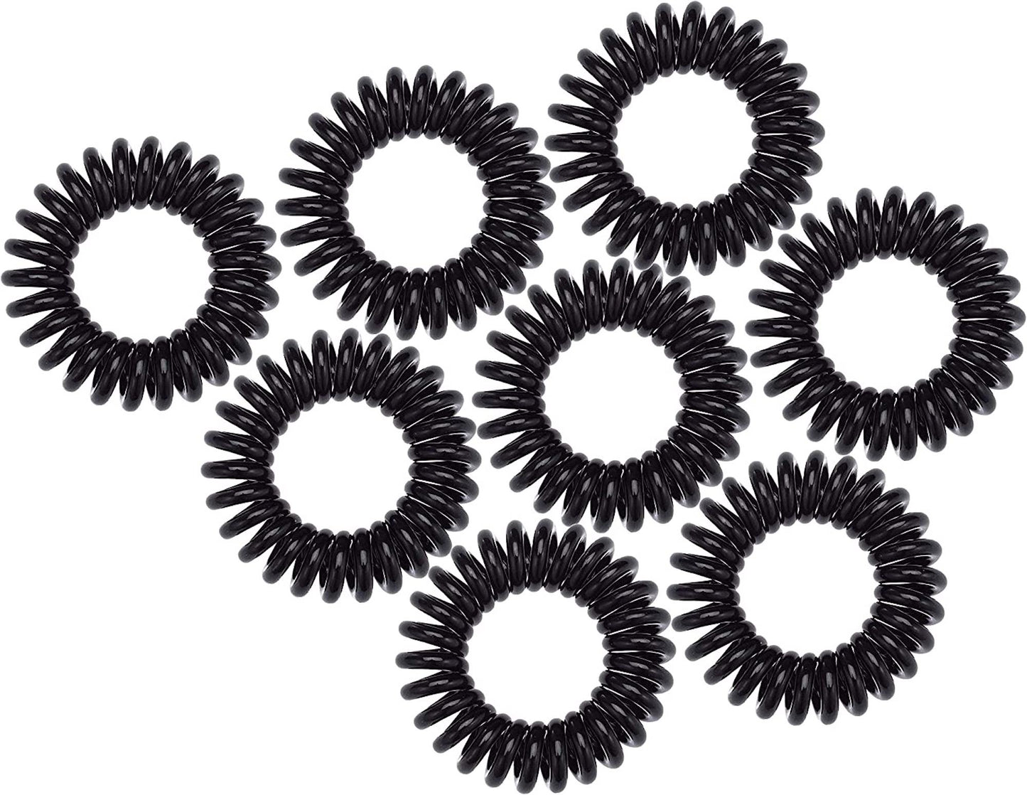 Kitsch Spiral Hair Ties, Coil Hair Ties, Phone Cord Hair Ties, Ponytail Hair Coils No Crease, Headband - 8 pcs (Black)