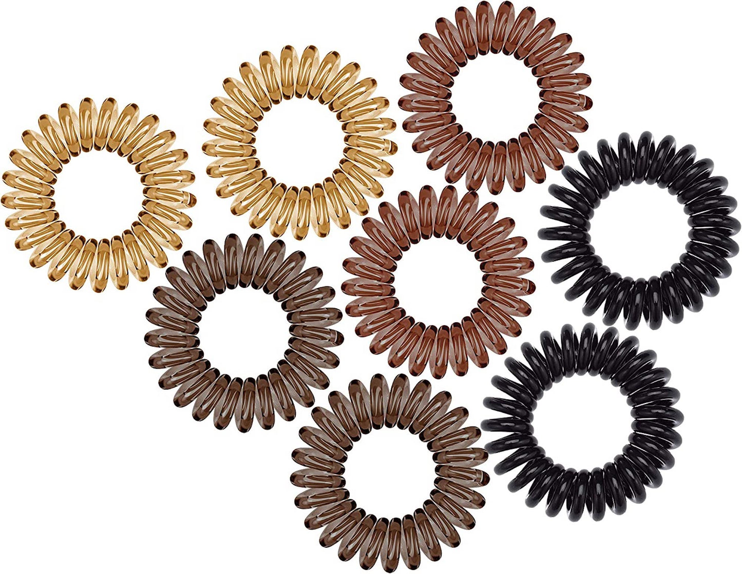 Kitsch Spiral Hair Ties | Holiday Gift Coil Hair Ties | Phone Cord Hair Ties | Ponytail Hair Coils No Crease | Holiday Gift Headband - 8 pcs (Brunette)